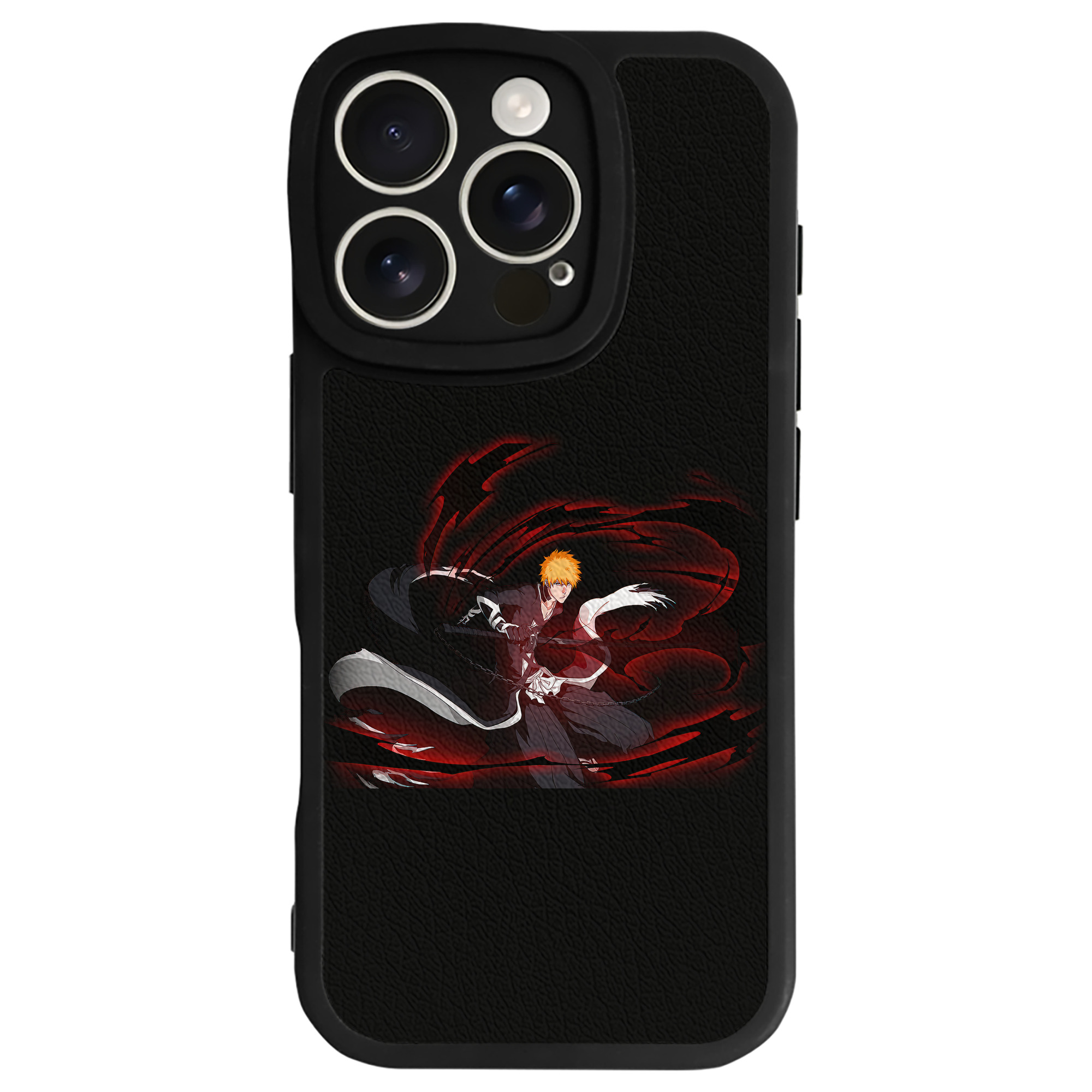 （画像用） ブリーチ 黒崎一護（くろさき いちご）BLEACH Kurosaki Ichigo 【iPhone 16シリーズ対応】シリコンスマホケース（レザー調） 材質：シリコン